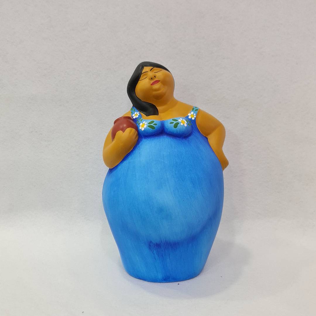 WhatsApp Image 2026-10-06 at 12.31.15 Statuina Donna Cicciona Simbolo dell'Abbondanza 28 cm in Ceramica Messicana - immagine 1