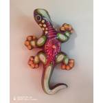 Geco da Parete 18 cm in Ceramica Messicana Dipinto a Mano – Bordeaux
